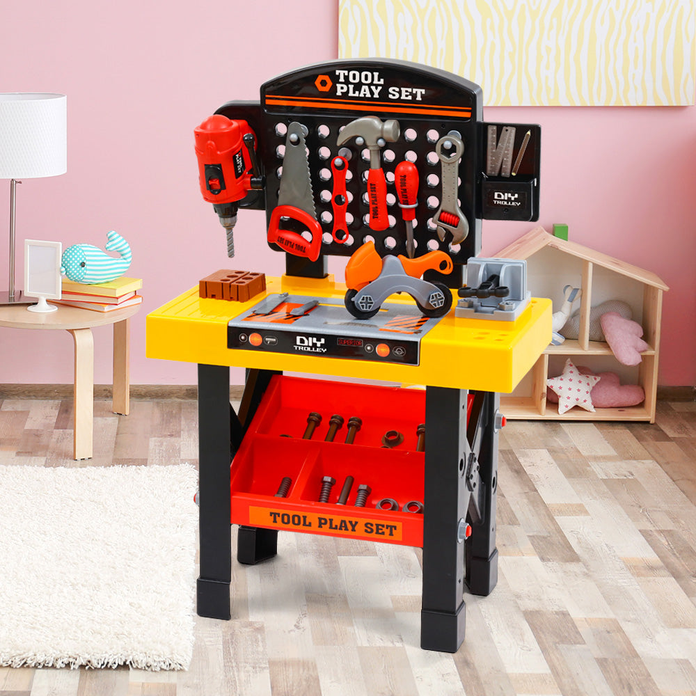 Kids Pretend Workbench DIY Tools 54 Piece Children Role Play Toys Black