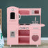 Kids Kitchen Play Set Wooden Pretend Toys Cooking Children Storage Pink