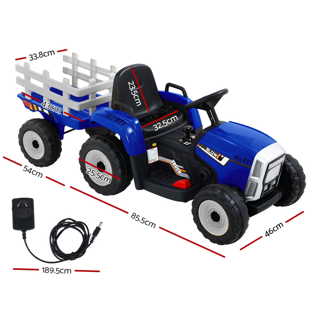 Kids Electric Ride On Car Tractor Toy Cars 12V Blue