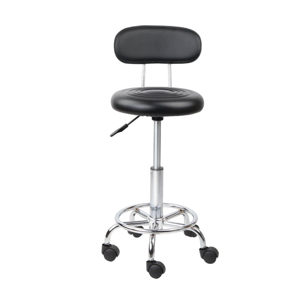 Salon Stool Swivel Chair Backrest Black