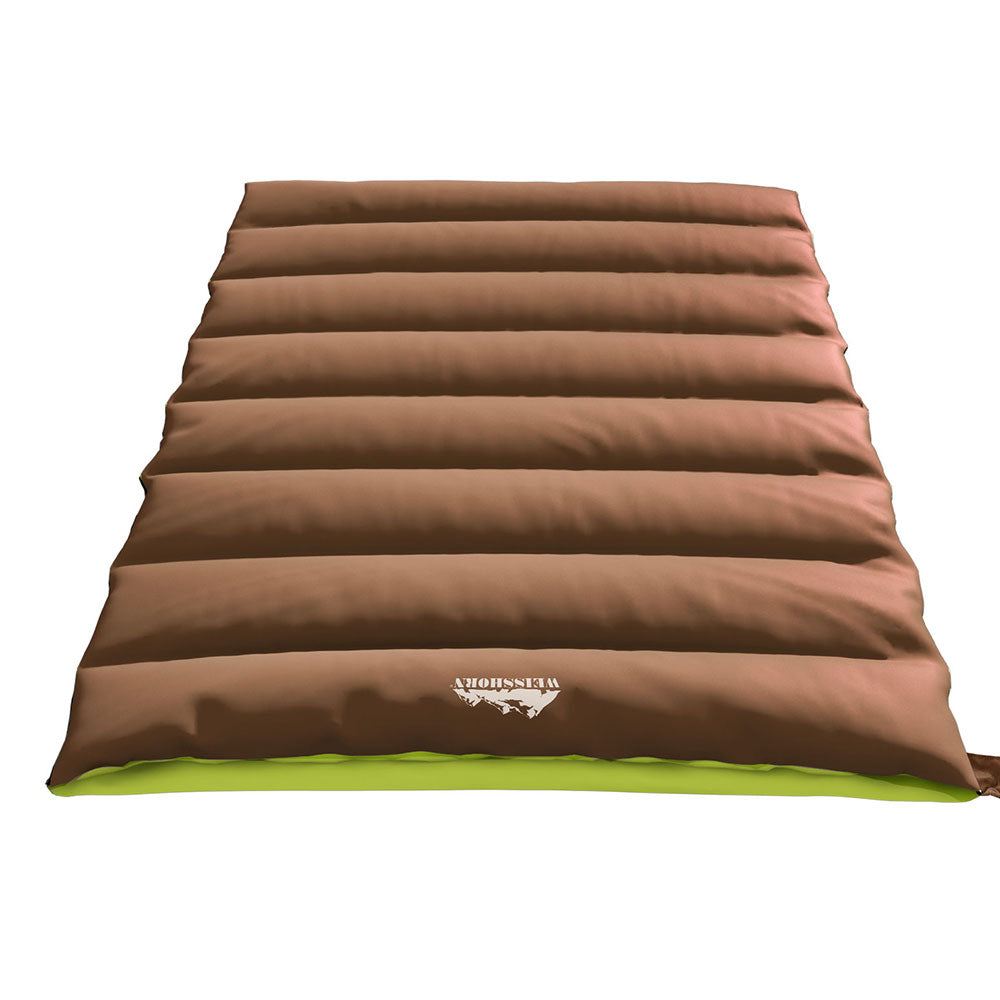 Sleeping Bag Double Bags Thermal Camping Hiking Tent Brown -5°C
