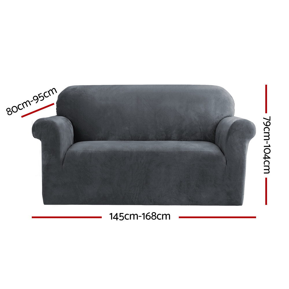 Sofa Cover Couch Covers 2 Seater Velvet Grey