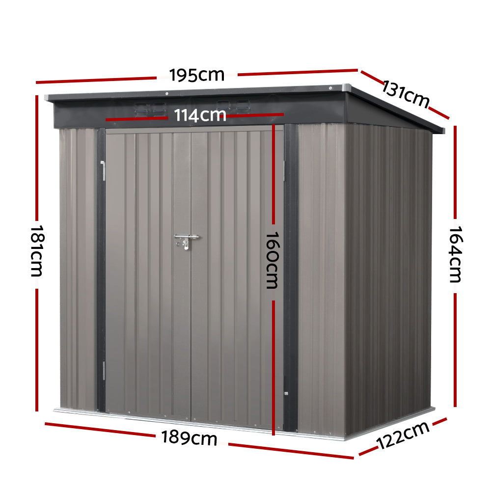 Garden Shed 1.95x1.31M Sheds Outdoor Storage Steel Workshop House Tool Double Door