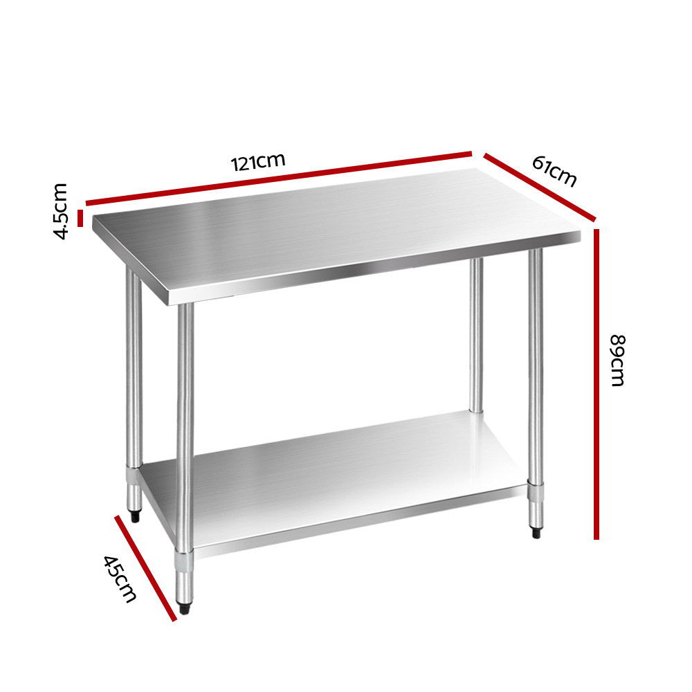 1219 x 610mm Commercial Stainless Steel Kitchen Bench
