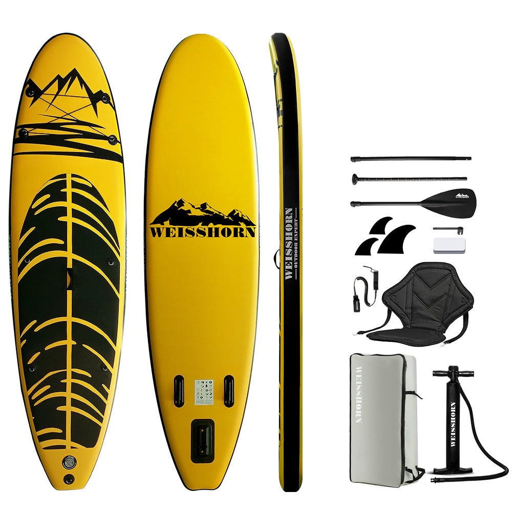 Stand Up Paddle Board 10.6ft Inflatable SUP Surfboard Paddleboard Kayak Surf Yellow