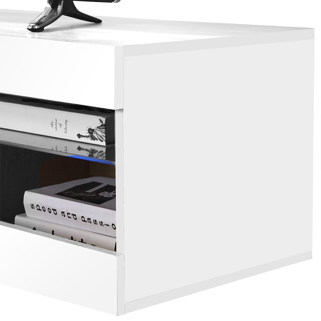 TV Cabinet LED Entertainment Unit Storage Stand Cabinets Modern White