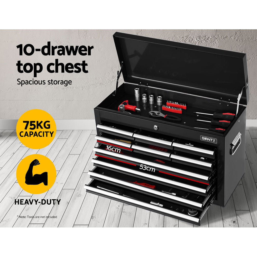 17 Drawer Tool Box Cabinet Chest Trolley Toolbox Garage Storage Box Black