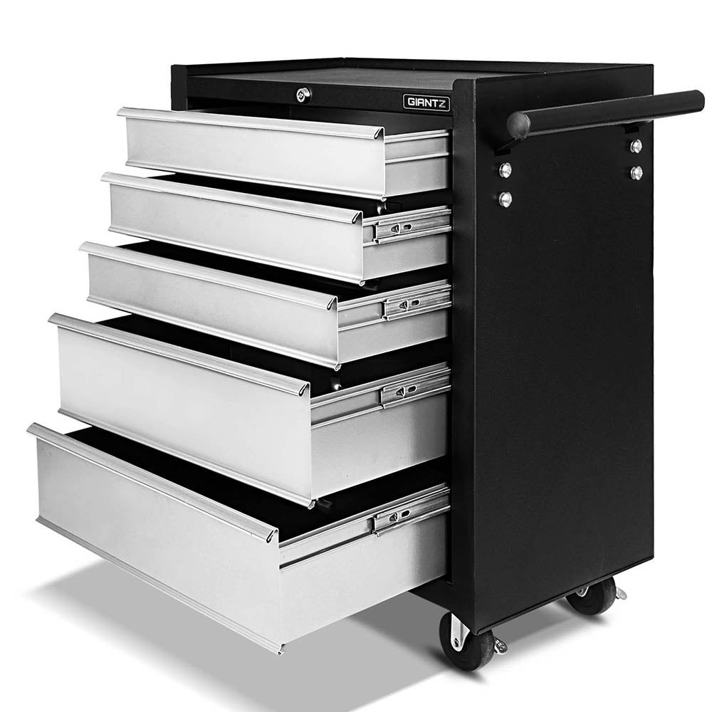 5 Drawer Tool Box Cabinet Chest Trolley Box Garage Storage Toolbox Grey