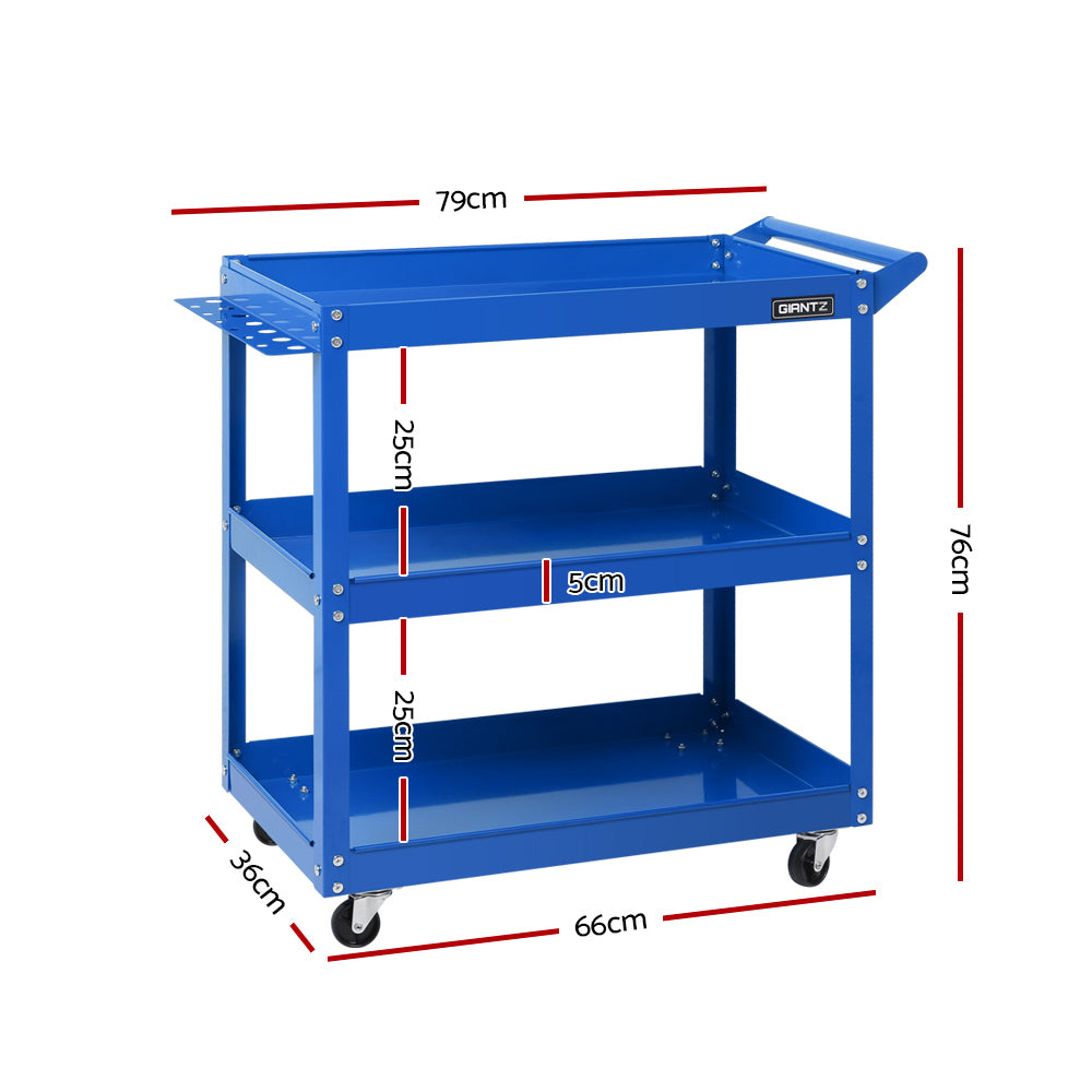 3-Tier Tool Cart Trolley Workshop Garage Storage Organizer Blue
