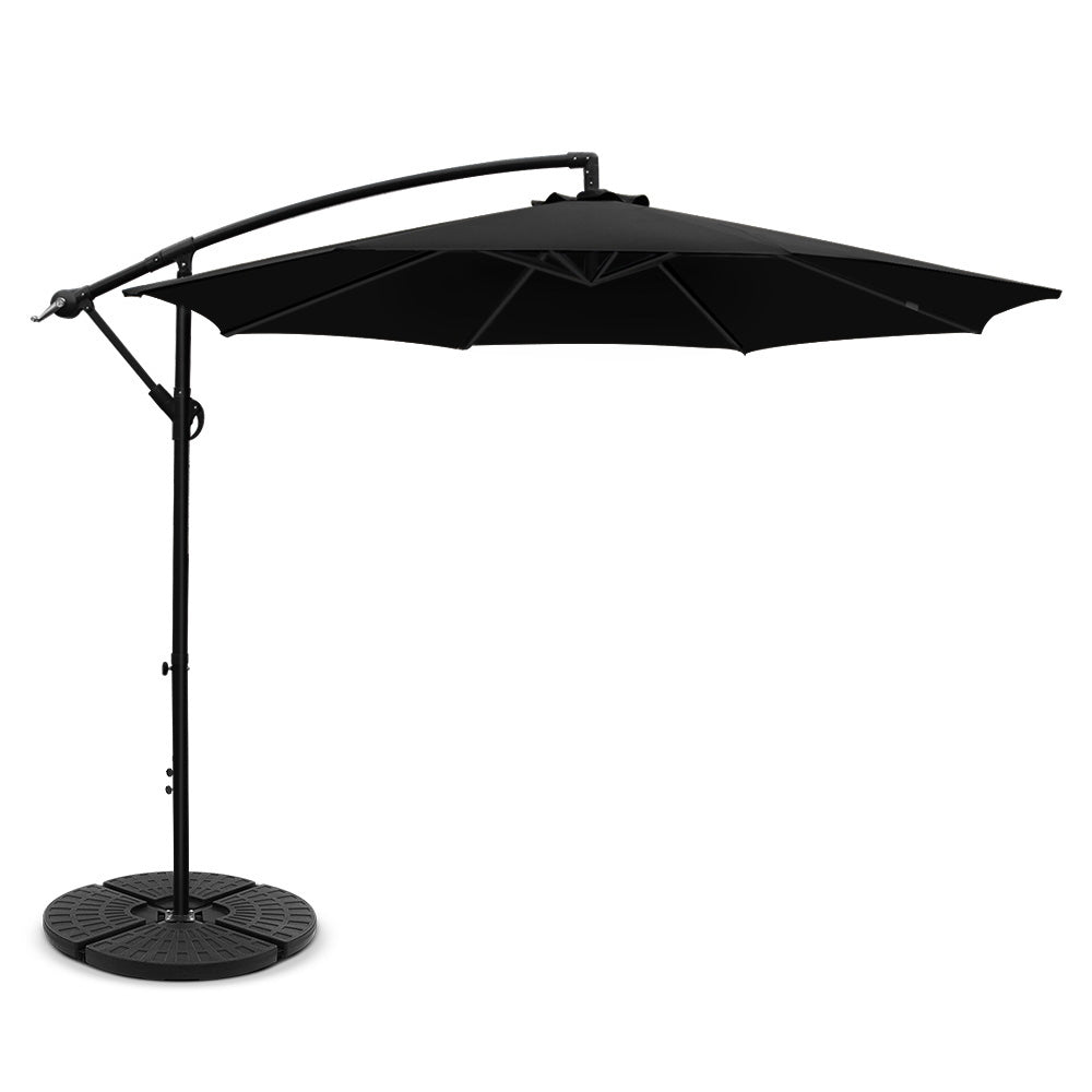 3m Outdoor Umbrella w/Base Cantilever Beach Garden Patio Black