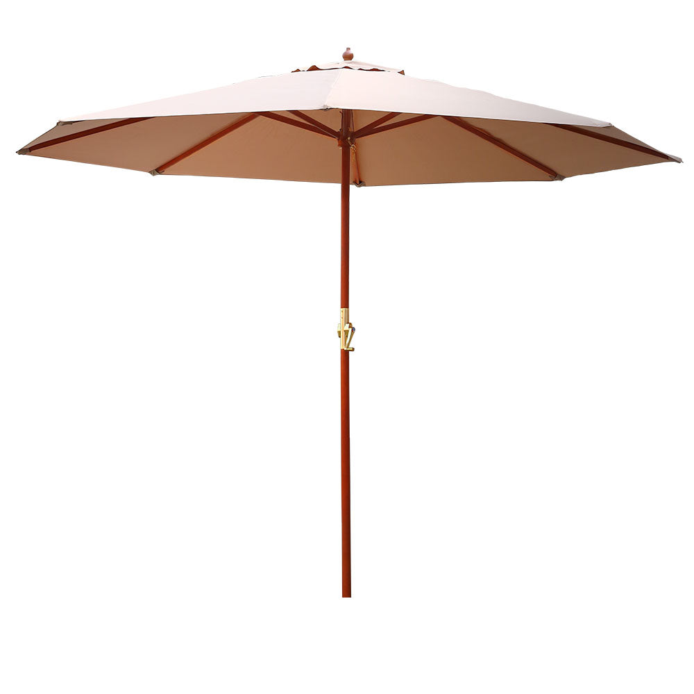 3m Outdoor Umbrella Pole Umbrellas Beach Garden Sun Stand Patio Beige