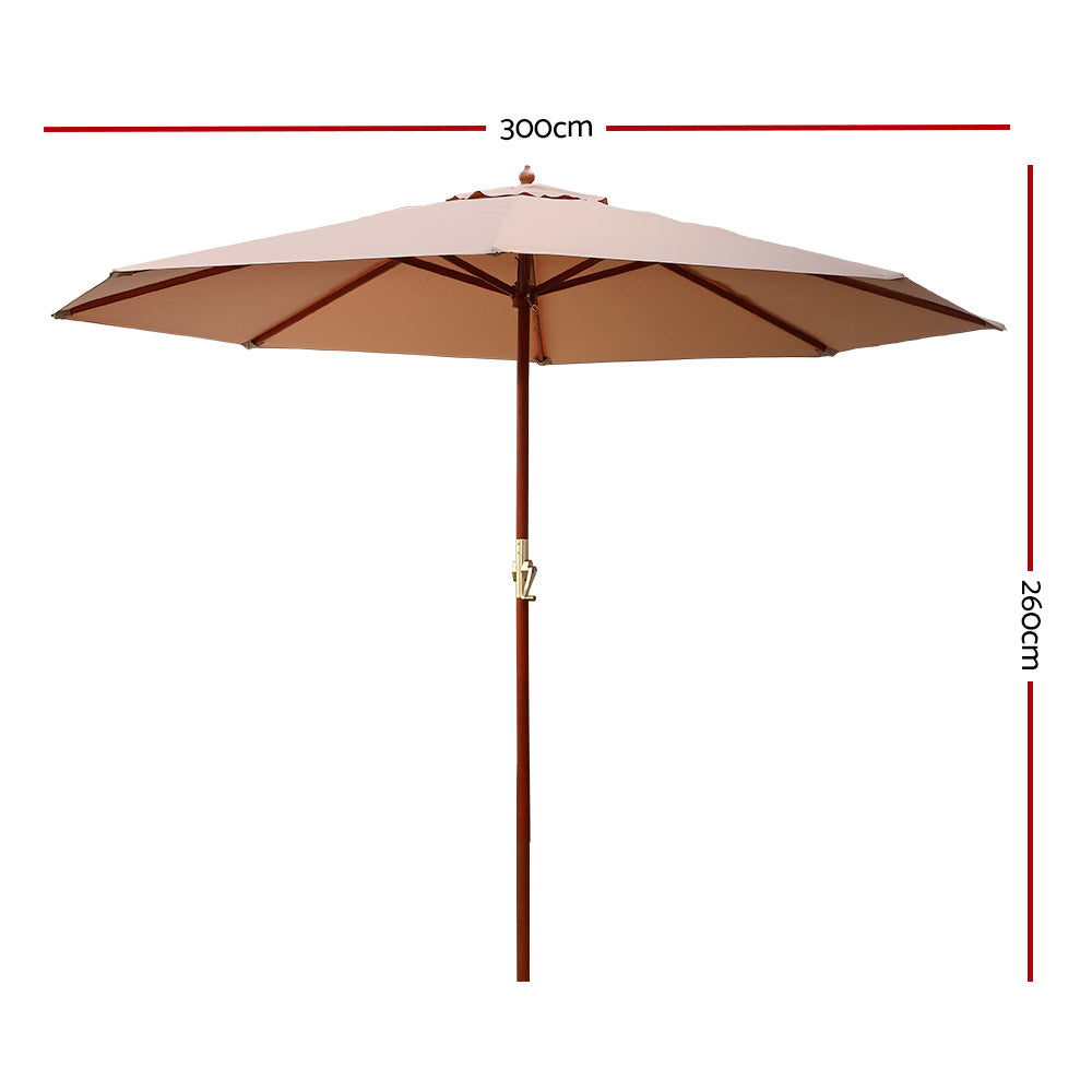 3m Outdoor Umbrella Pole Umbrellas Beach Garden Sun Stand Patio Beige