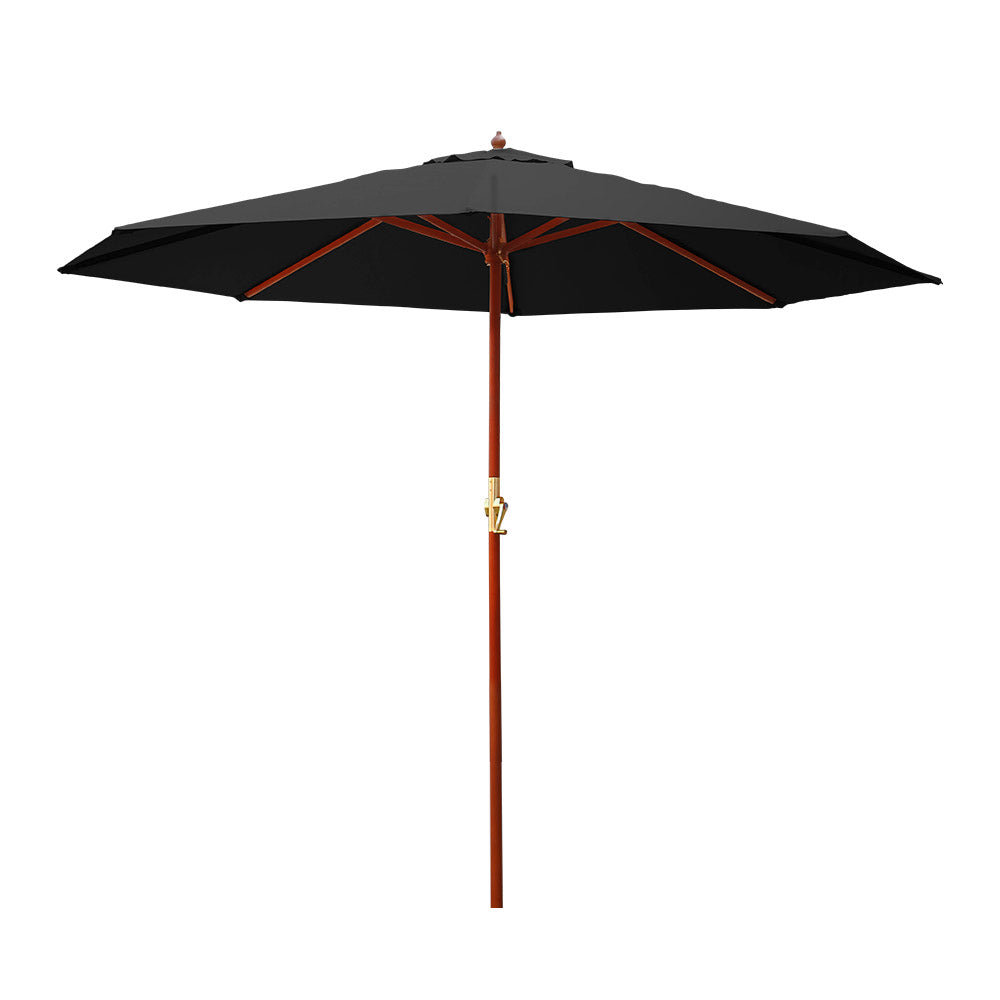 3m Outdoor Umbrella Pole Umbrellas Beach Garden Sun Stand Patio Black