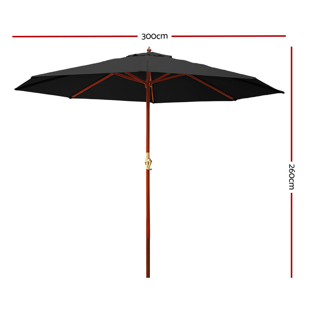 3m Outdoor Umbrella Pole Umbrellas Beach Garden Sun Stand Patio Black