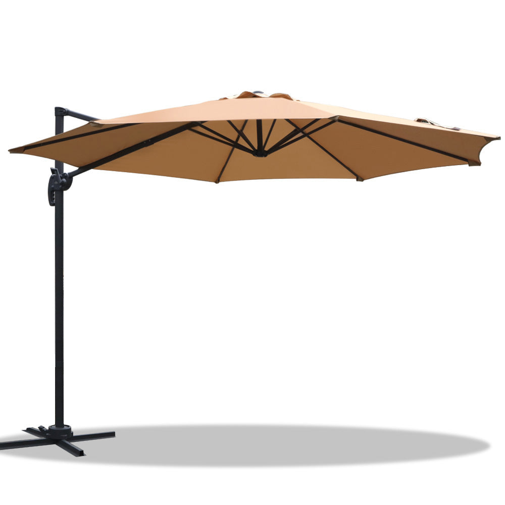 3m Outdoor Umbrella Cantilever 360 Degree Tilt Beach Roma Beige