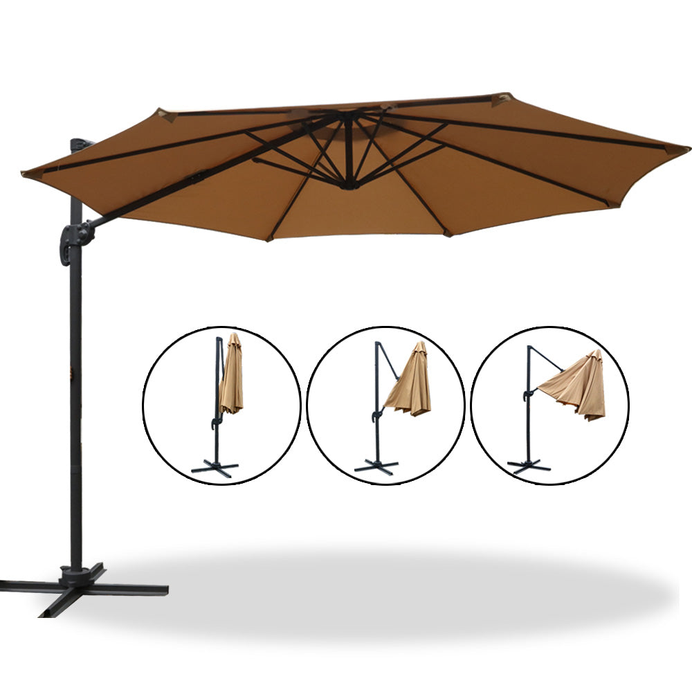 3m Outdoor Umbrella Cantilever 360 Degree Tilt Beach Roma Beige
