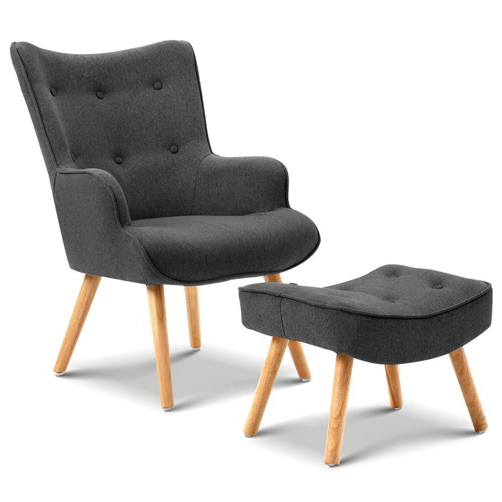 LANSAR Lounge Accent Chair Armchair Ottoman Charcoal