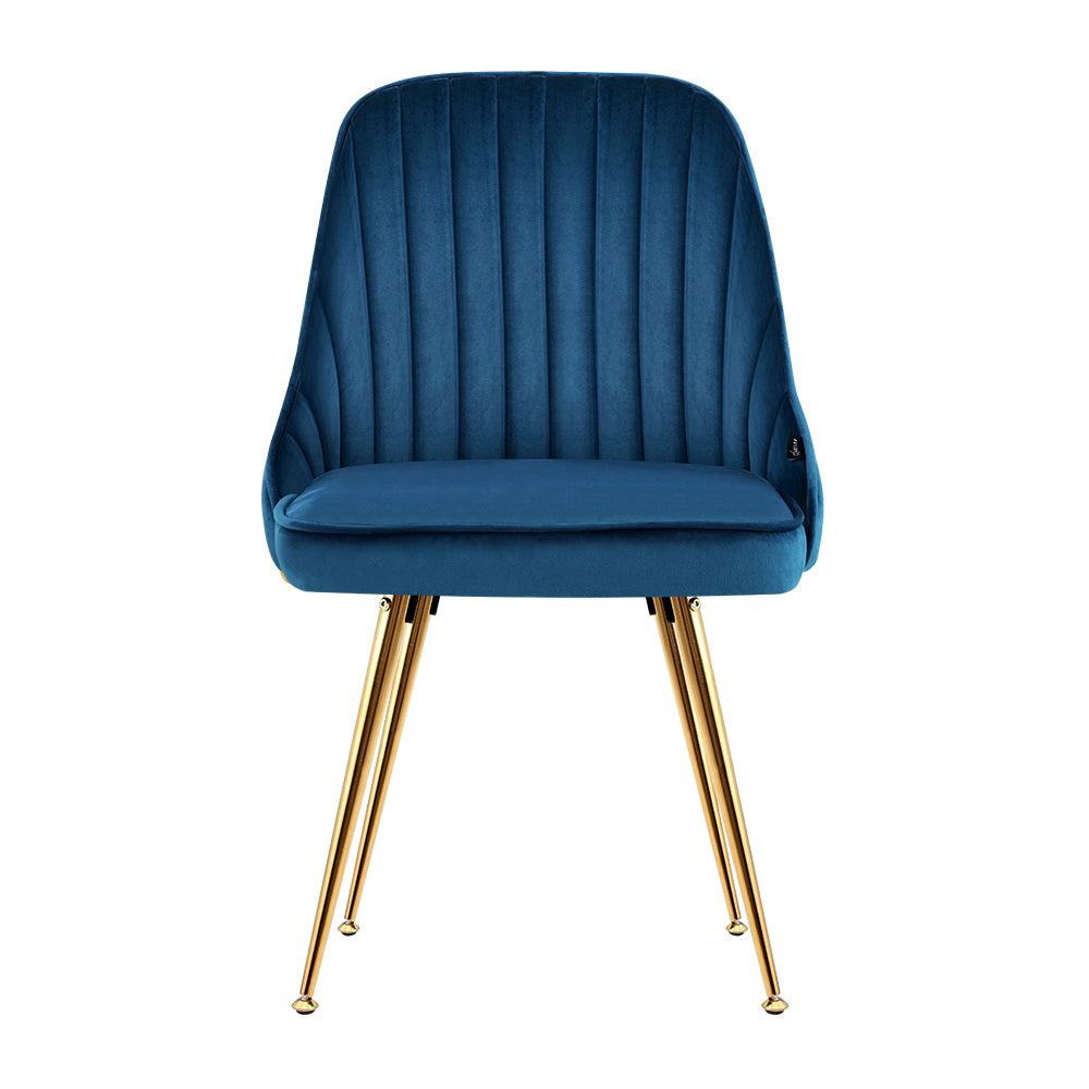 Dining Chairs Velvet Blue Set of 2 Nappa