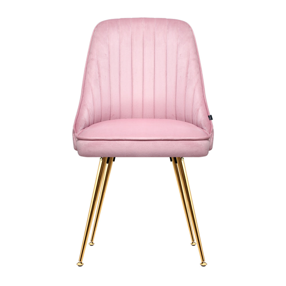 Dining Chairs Velvet Pink Set of 2 Nappa