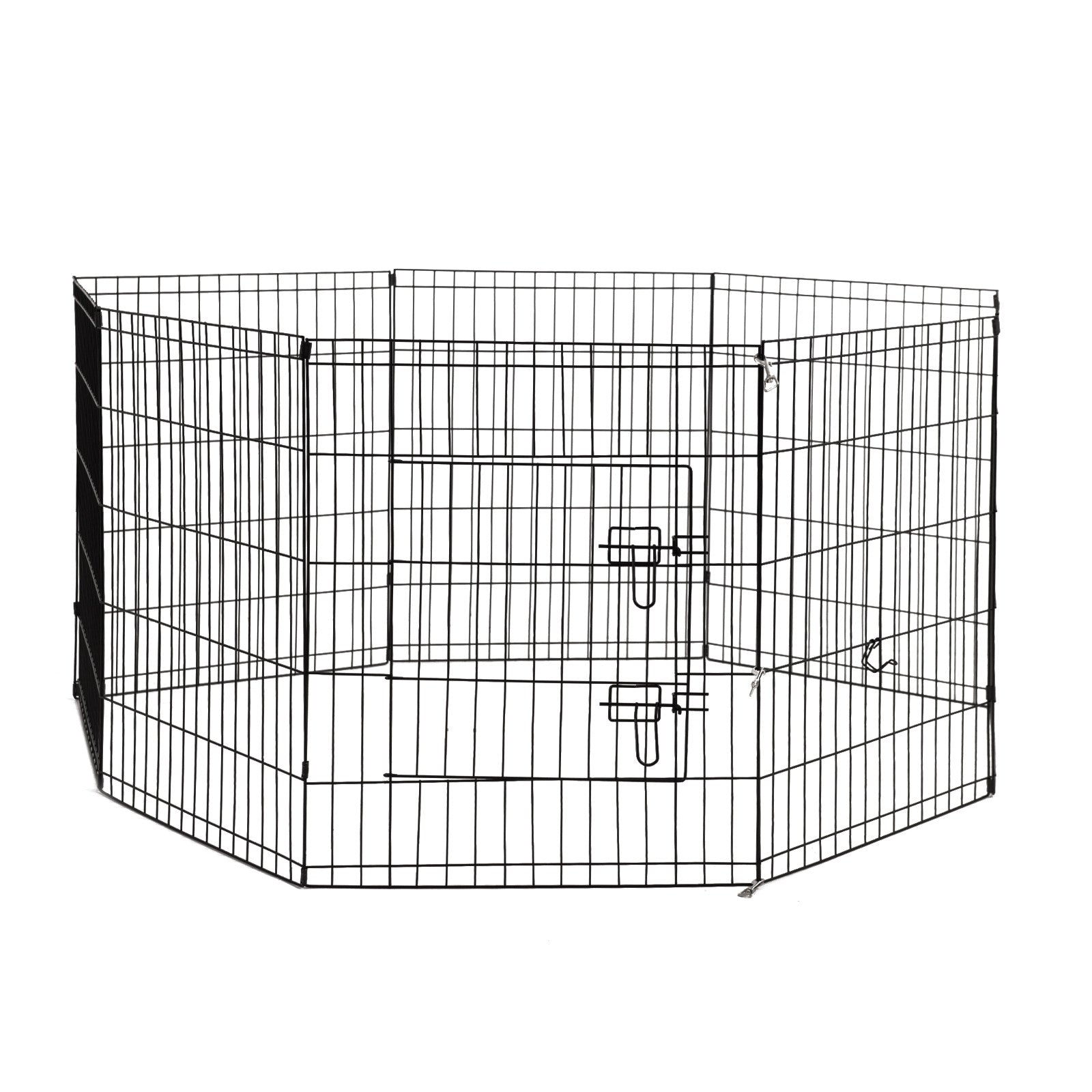 8 Panel Playpen Puppy Exercise Fence Cage Enclosure Pets Black All Sizes - 30" - Black