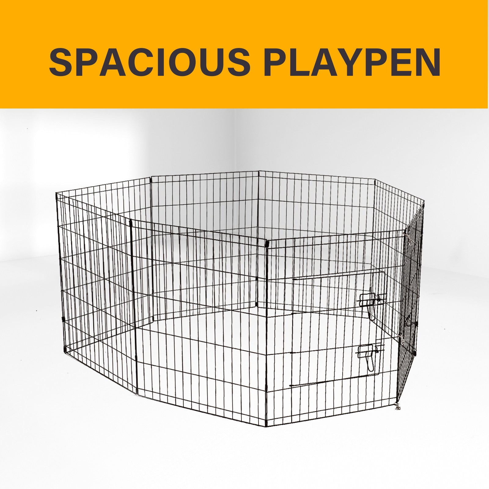 8 Panel Playpen Puppy Exercise Fence Cage Enclosure Pets Black All Sizes - 36" - Black