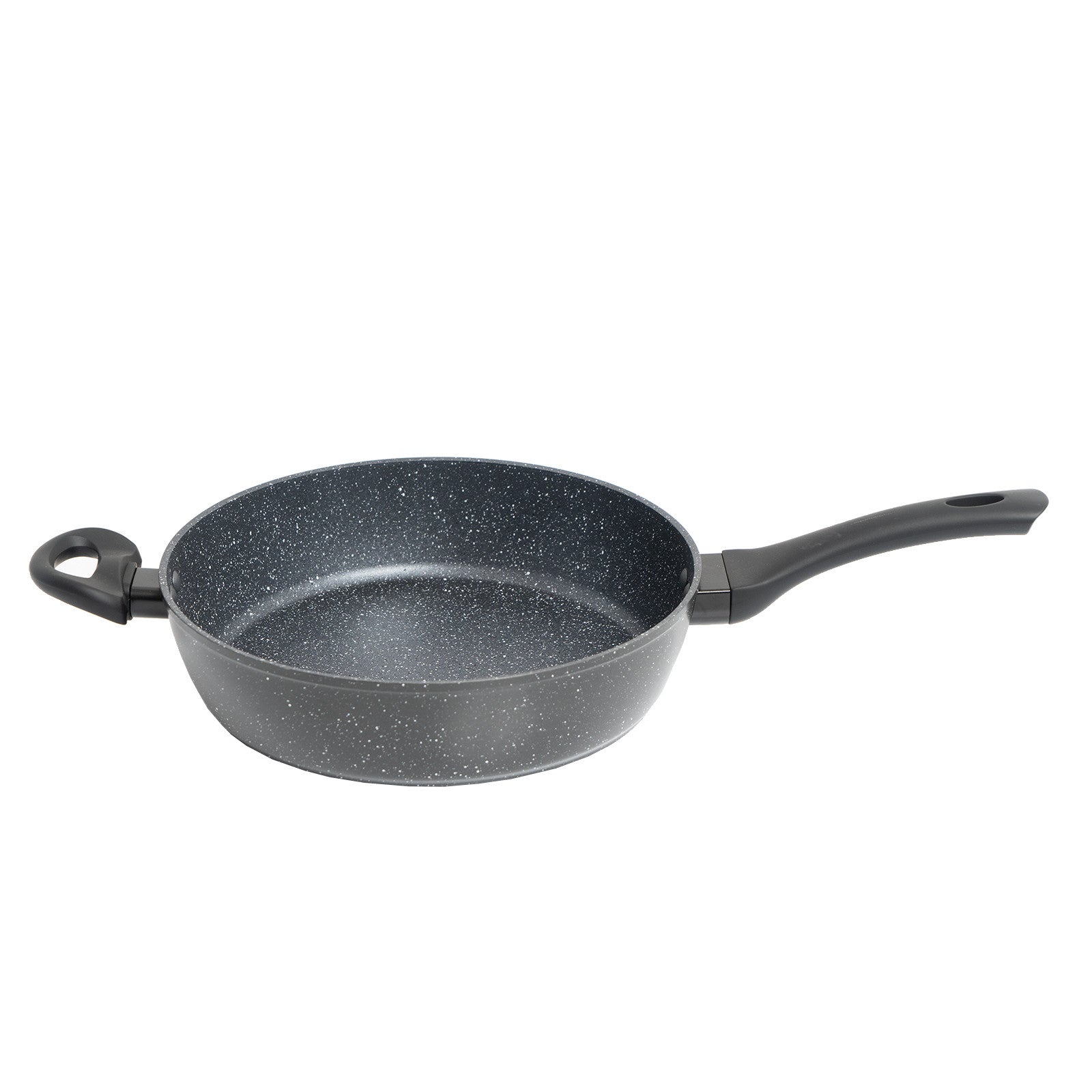 Forged Deep Frying Pan With Lid Cookware Kitchen Fry Pan Black 28cm