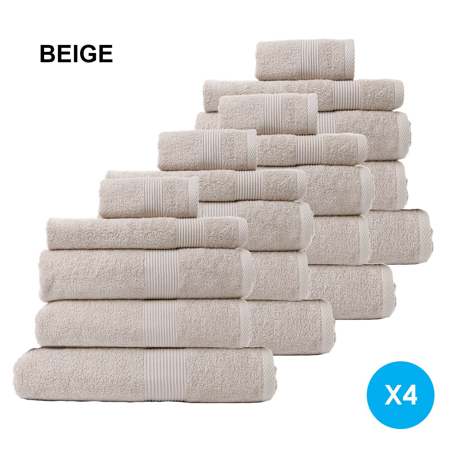20 Piece Cotton Bamboo Towel Bundle Set 450GSM Luxurious Absorbent - Beige