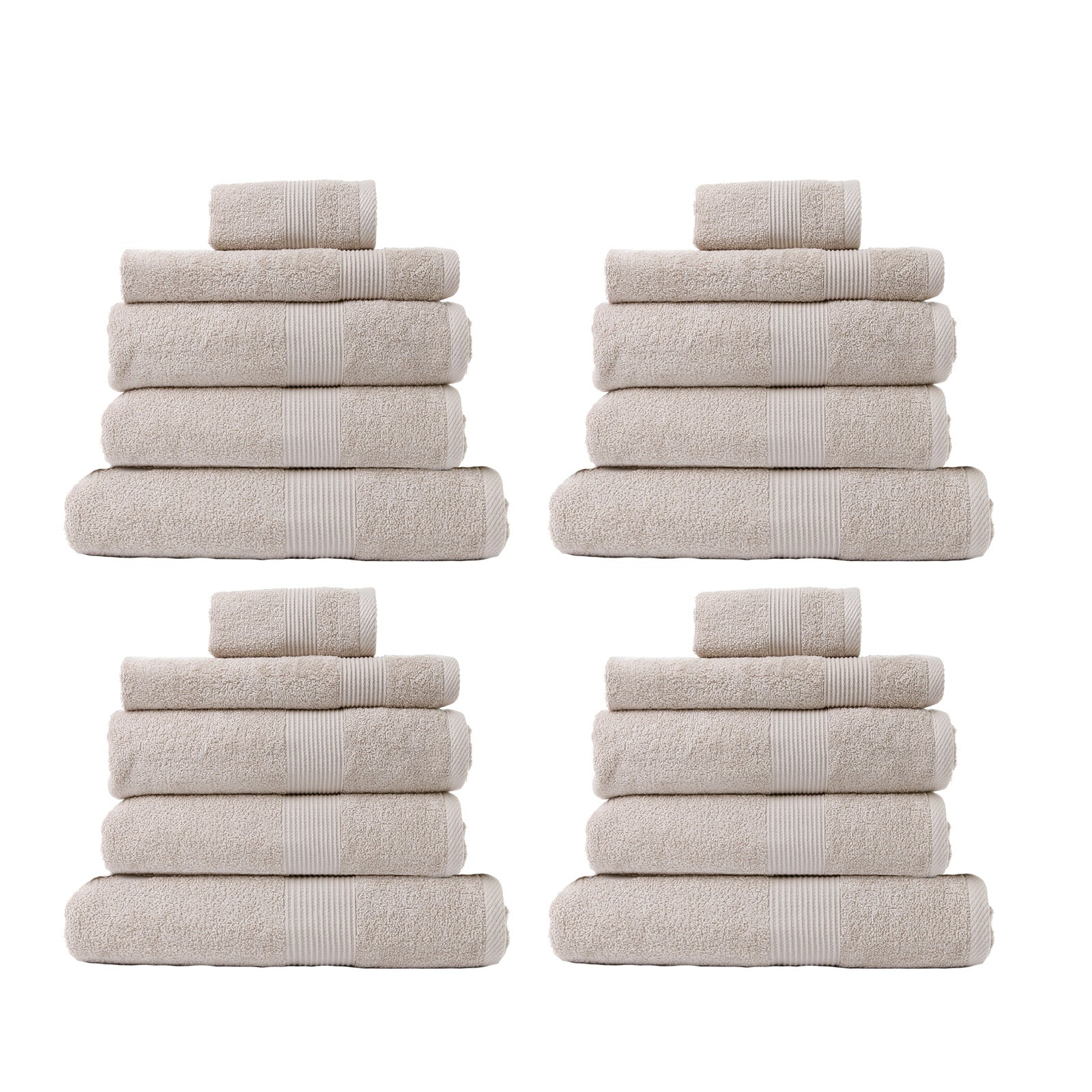 20 Piece Cotton Bamboo Towel Bundle Set 450GSM Luxurious Absorbent - Beige