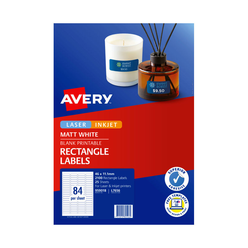 AVERY LIP MP Label L7656 84Up Pack of 25