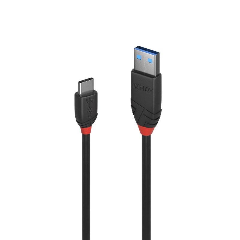 LINDY 1m USB C-A 3A Cable Black Line