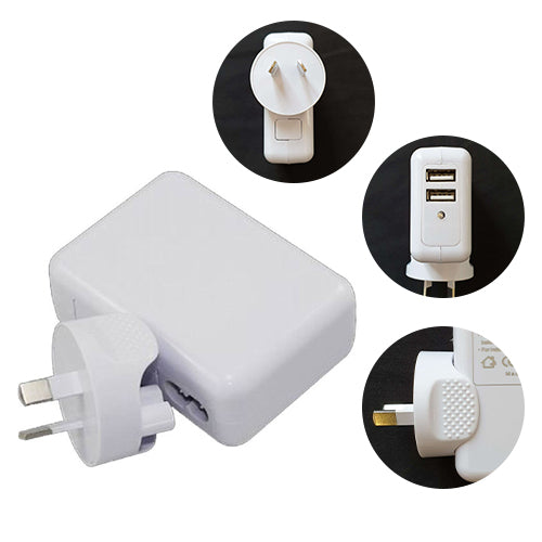 USB Travel Wall Charger AU Power Adapter Plug 5V 2.1A 100V-240V 2 Ports White Colour for iPhone Samsung Smartphones & USB Devices CBAT-USB-P