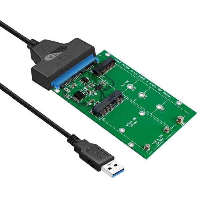 SA221 USB 3.0 to mSATA + NGFF M.2 (B Key) SSD 2 in 1 Combo Adapter