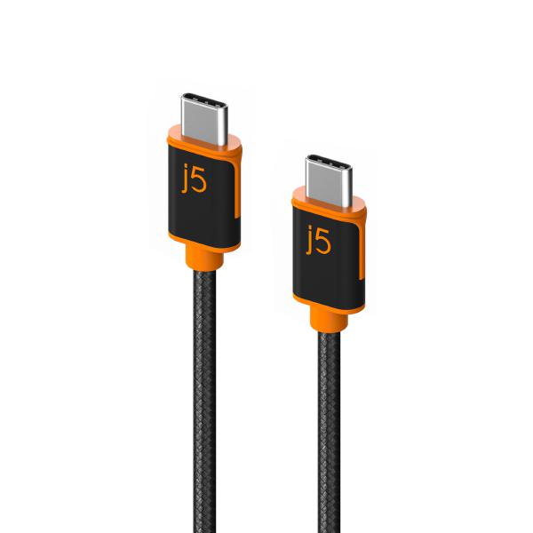 JUCX24 USB-C to USB-C Sync &amp Charge Cable 180cm, Braided Polyester Supports USB 2.0 with speeds up to 480Mbps, output up to 3A