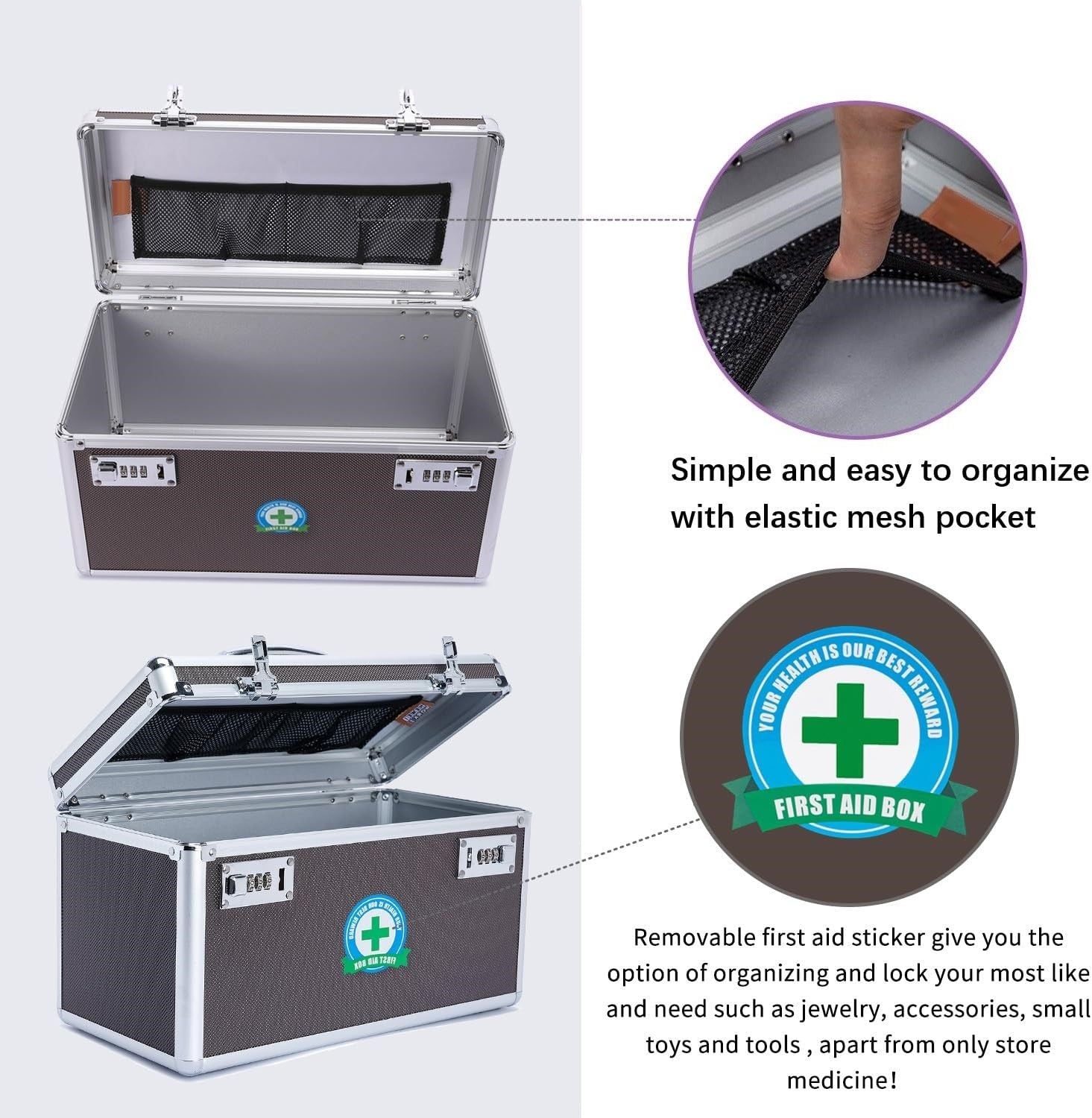 Portable Combination Medicine Box (Coffee/Large)
