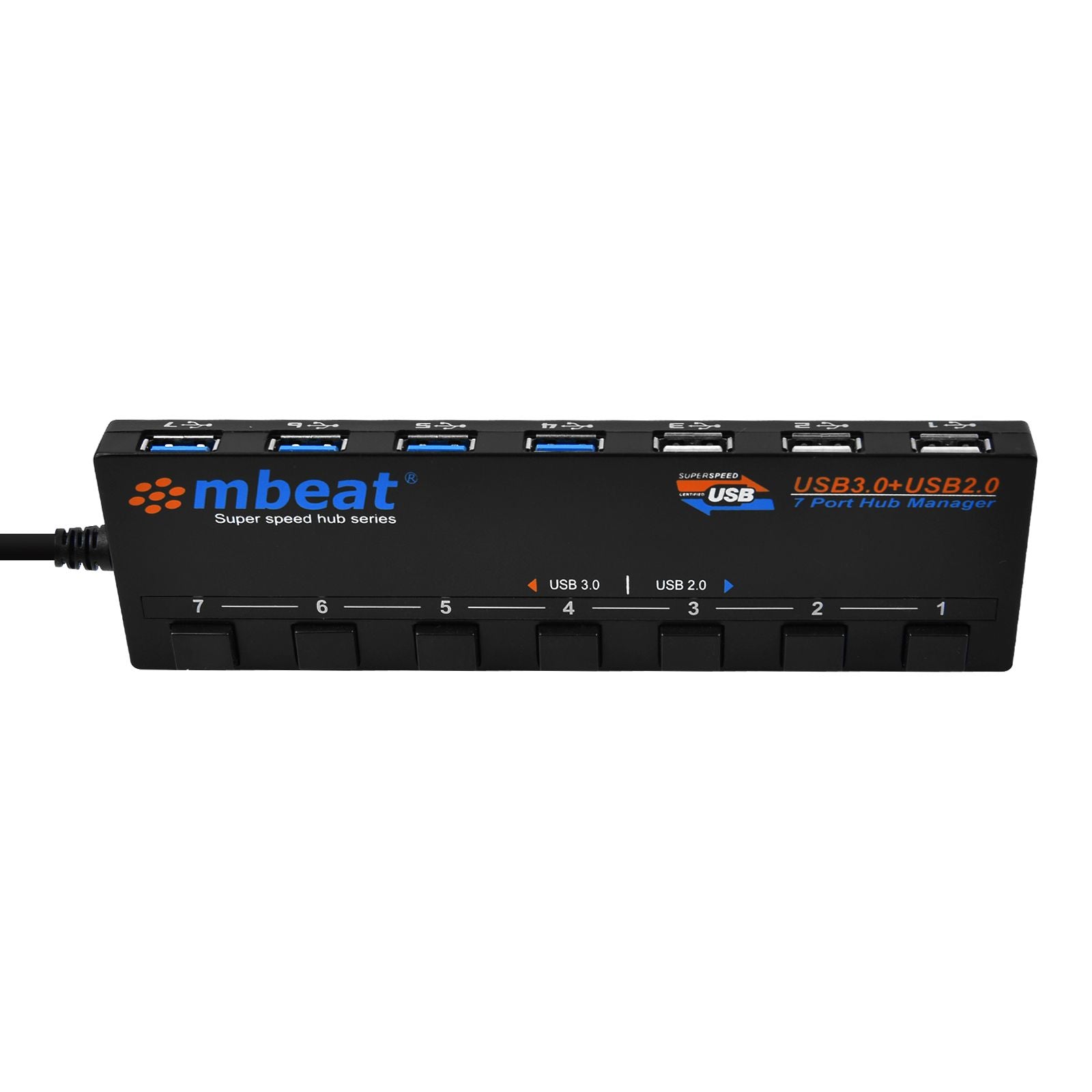 mbeat 7-Port USB 3.0 and USB 2.0 Hub Manager With Switches