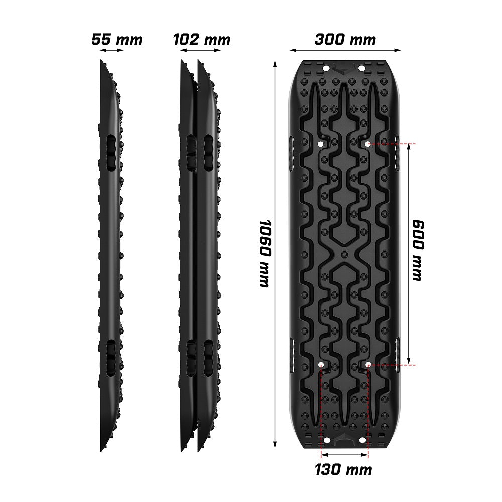 2PCS Recovery Tracks Boards Snow Tracks Mud tracks 4WD With 4PC mounting bolts Black