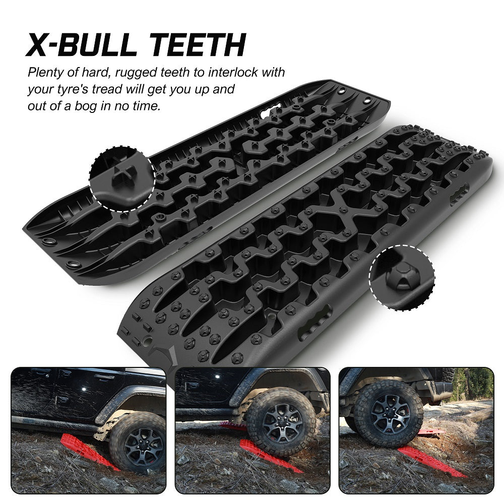 2PCS Recovery Tracks Boards Snow Tracks Mud tracks 4WD With 4PC mounting bolts Black