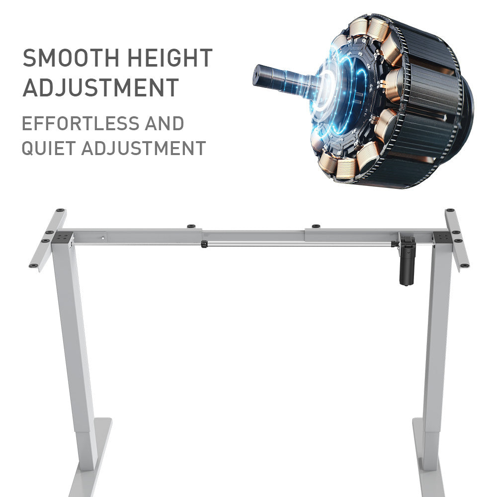Single Motor Sit/Stand Desk Frame, 58 x 90-135cm, 72-118cm Height Adjustable, 70kg Load, Silver