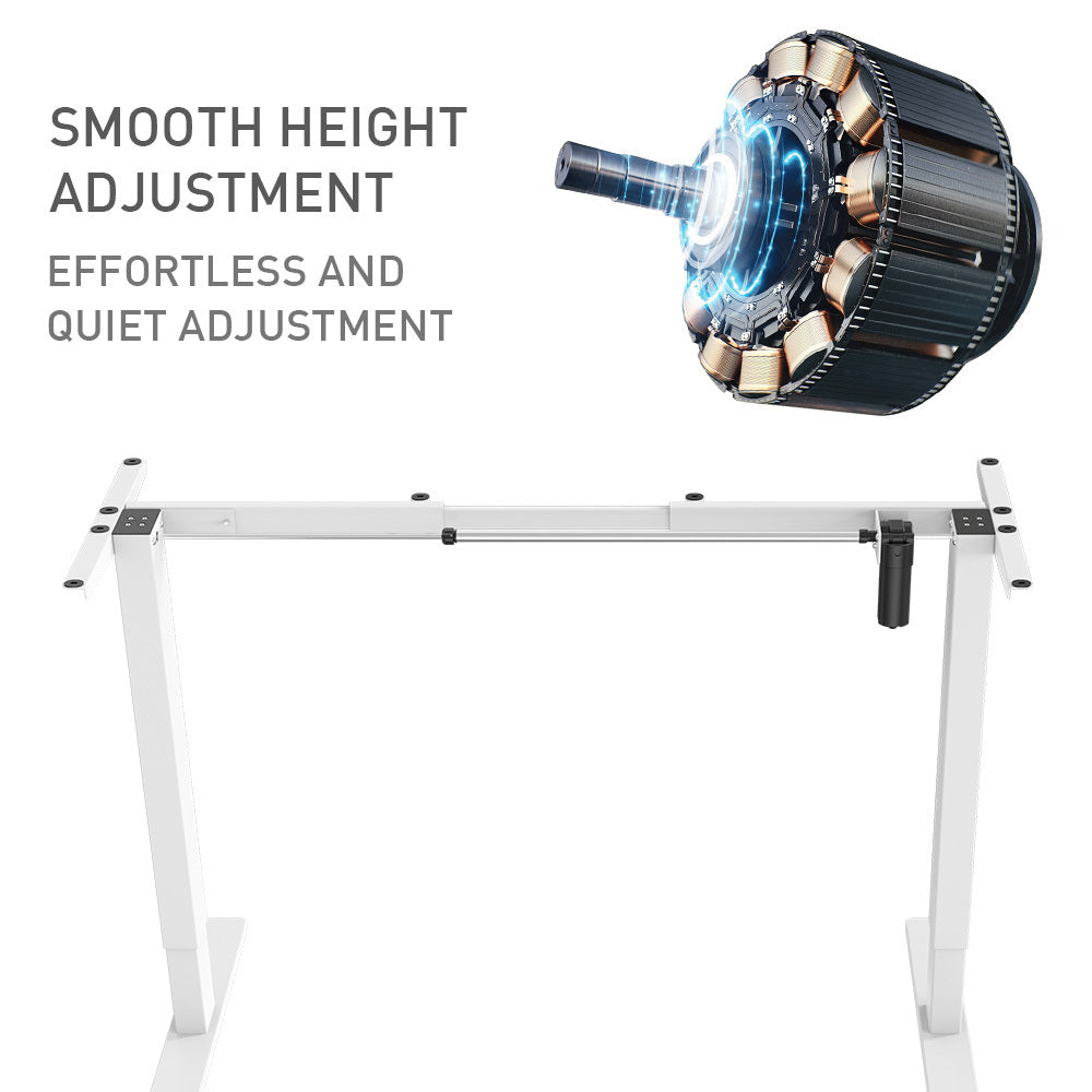 Single Motor Sit/Stand Desk Frame, 58 x 90-135cm, 72-118cm Height Adjustable, 70kg Load, White