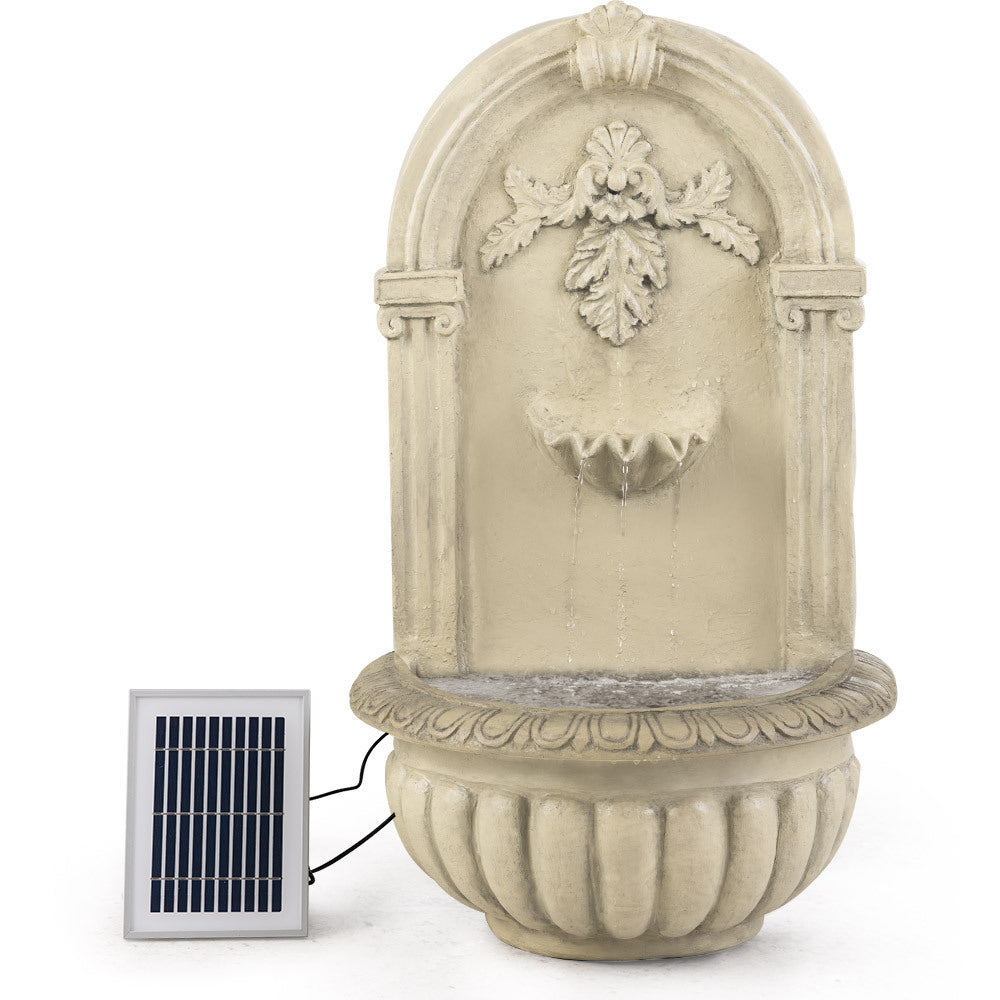 Solar Fountain Water Feature Pump Outdoor Wall Mount Classic with LED Lights