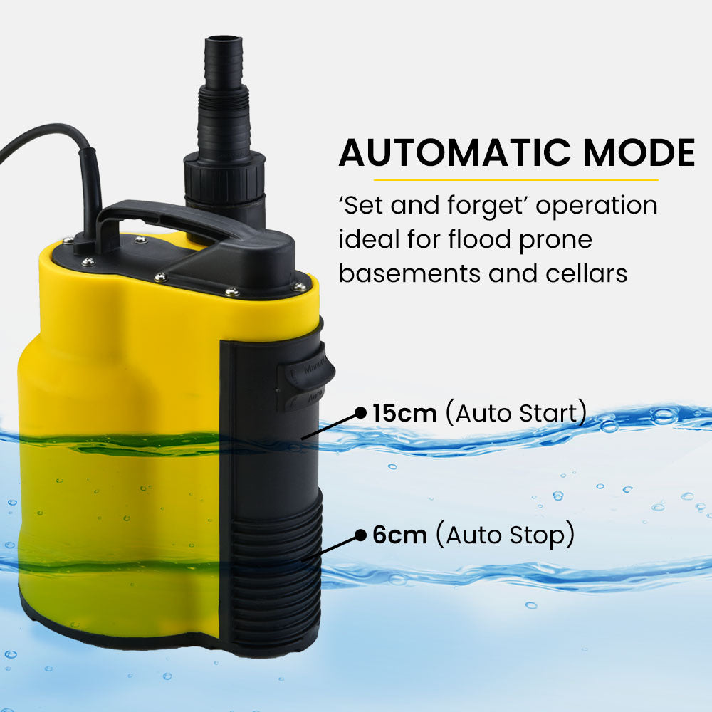 Tight Access Clean/Grey Water Submersible Sump Pump, Integrated Float Switch