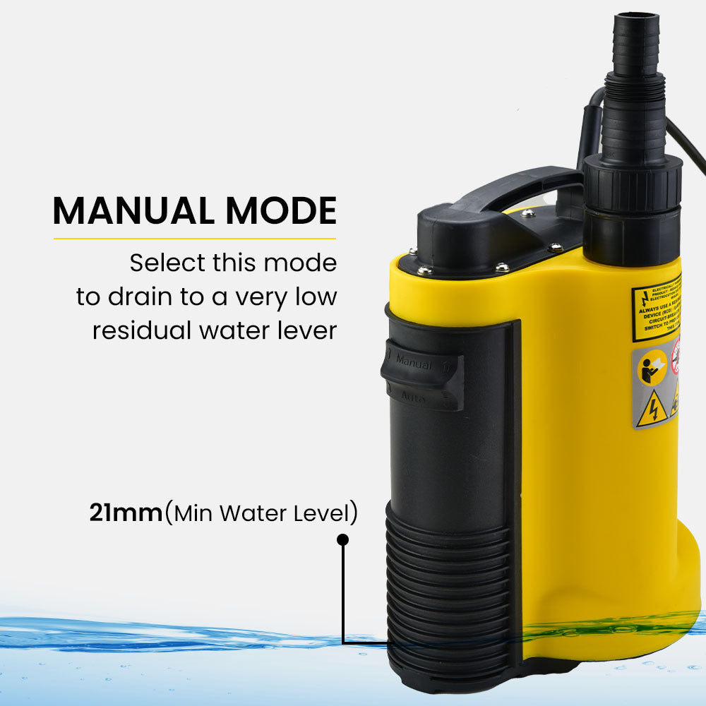Tight Access Dirty Water Submersible Sump Pump, Integrated Float Switch