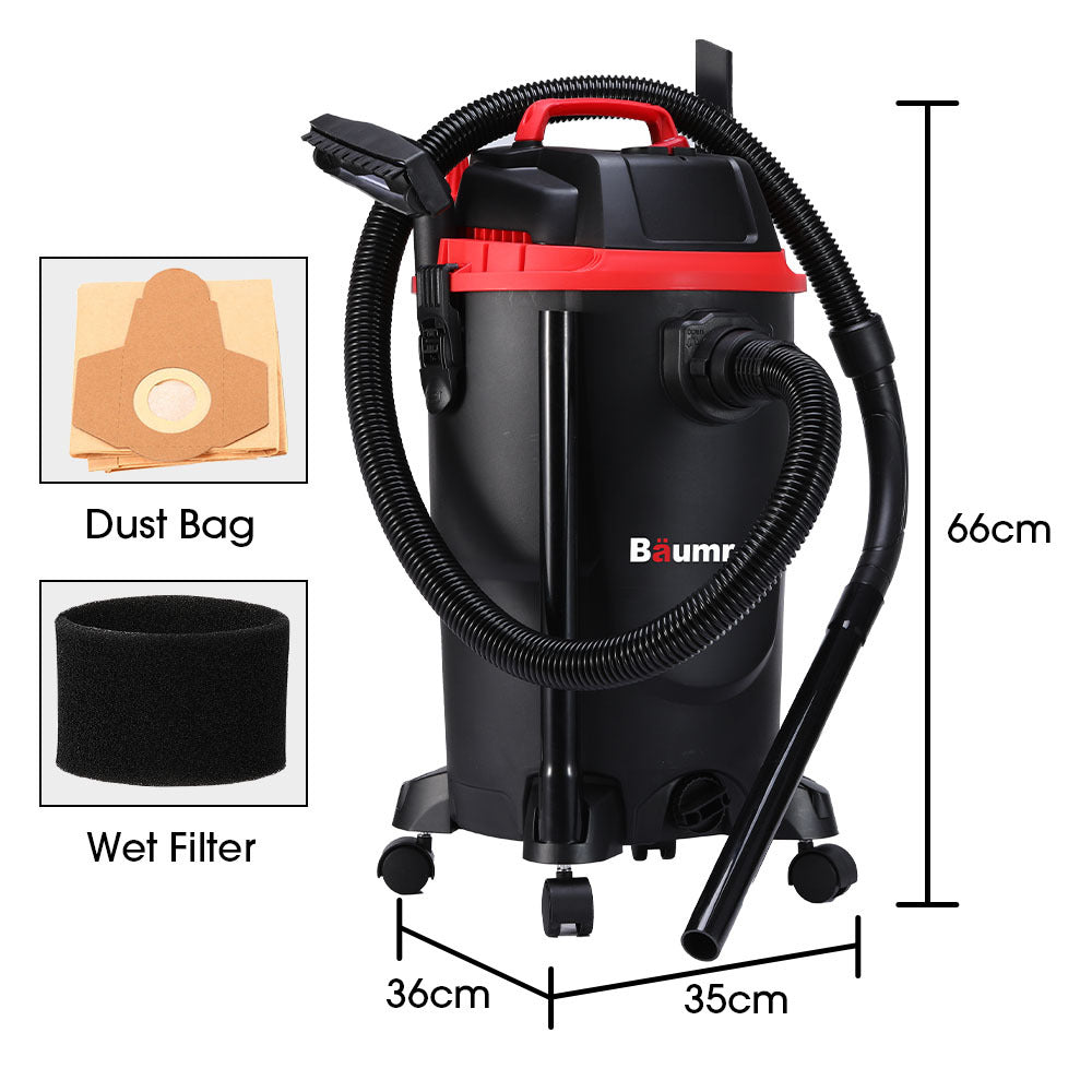30L 1200W Wet and Dry Vacuum Cleaner, with Blower, for Car, Workshop, Carpet