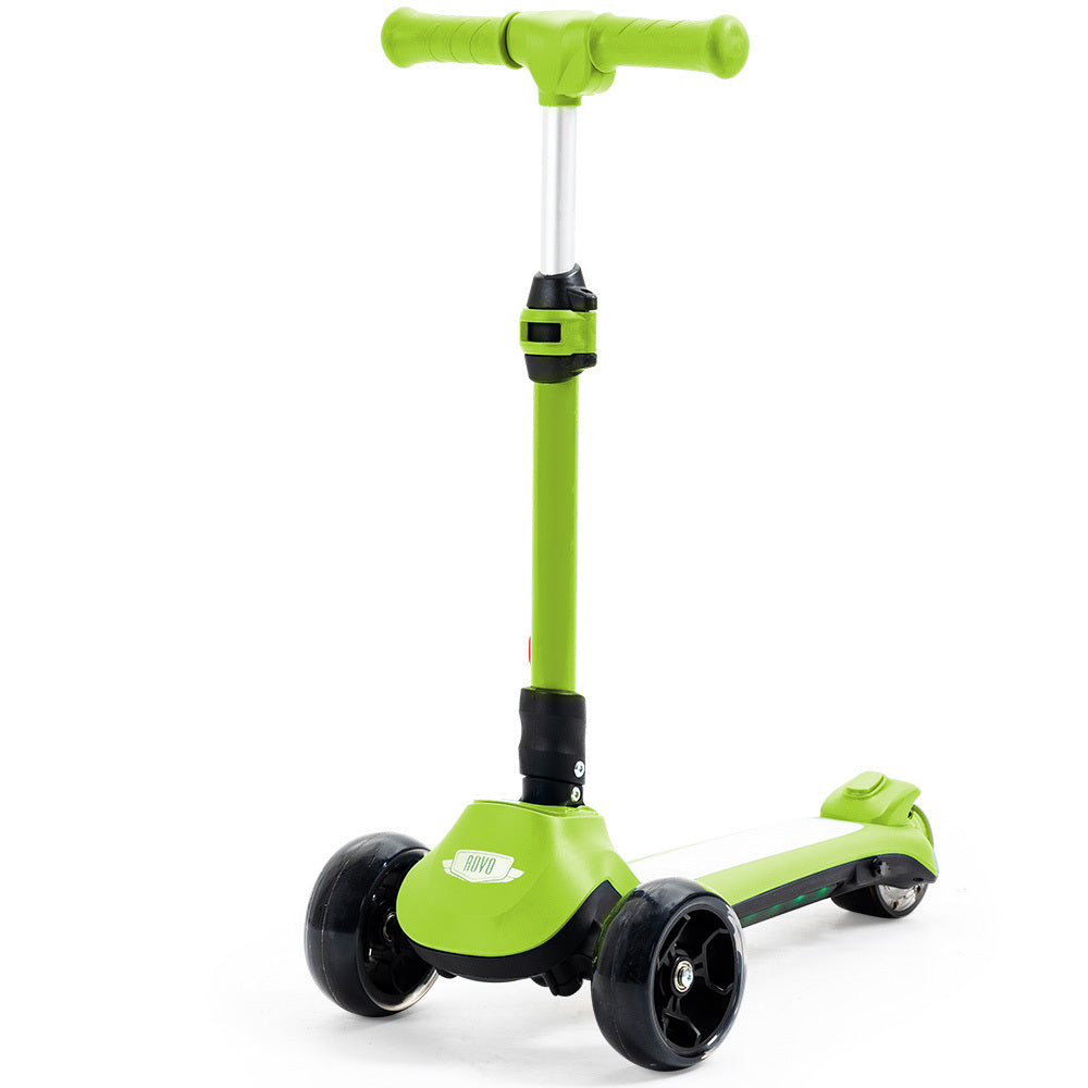 3-Wheel Electric Scooter, Ages 3-8, Adjustable Height, Folding, Lithium Battery, Green