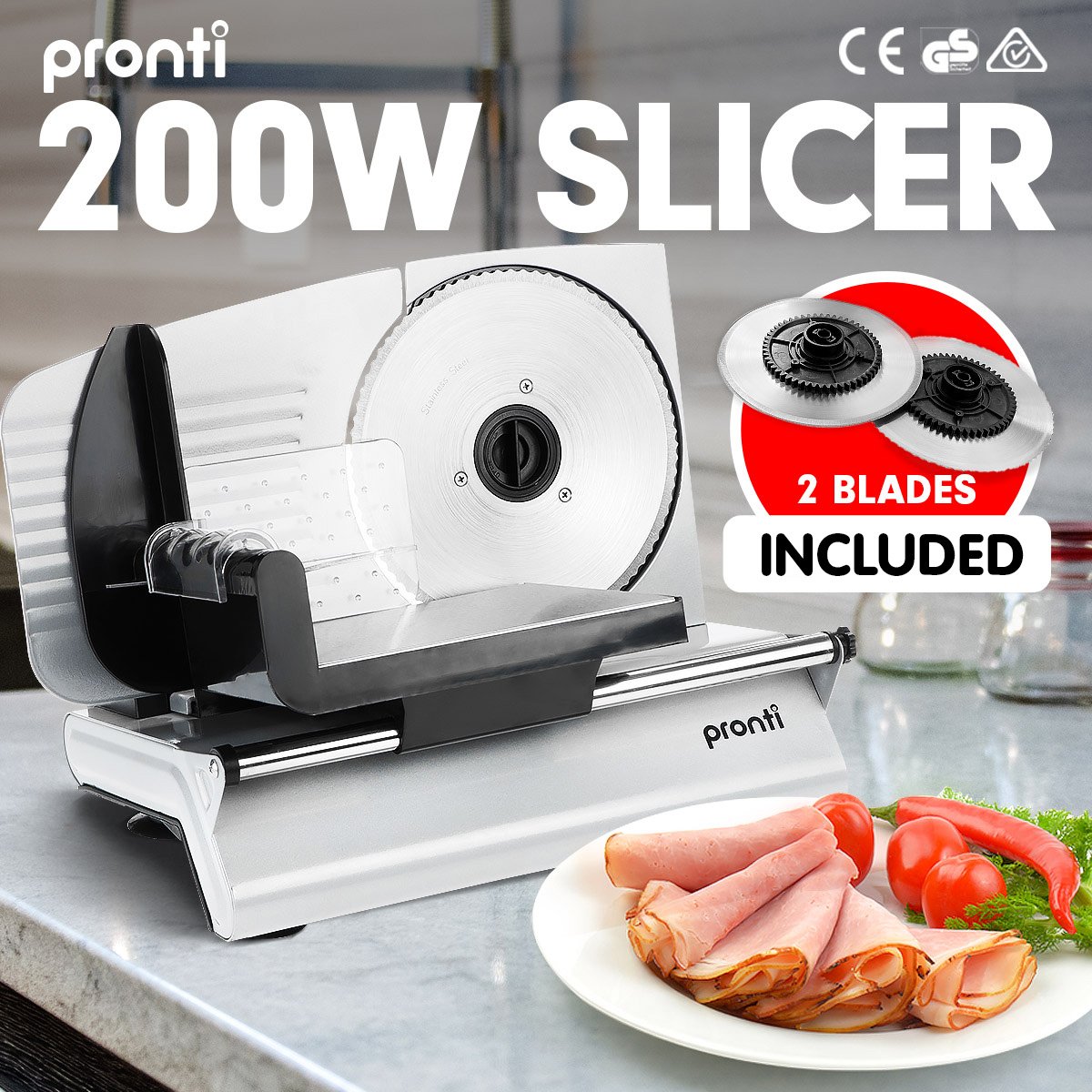 Deli and Food Electric Meat Slicer 200W Blades Processor