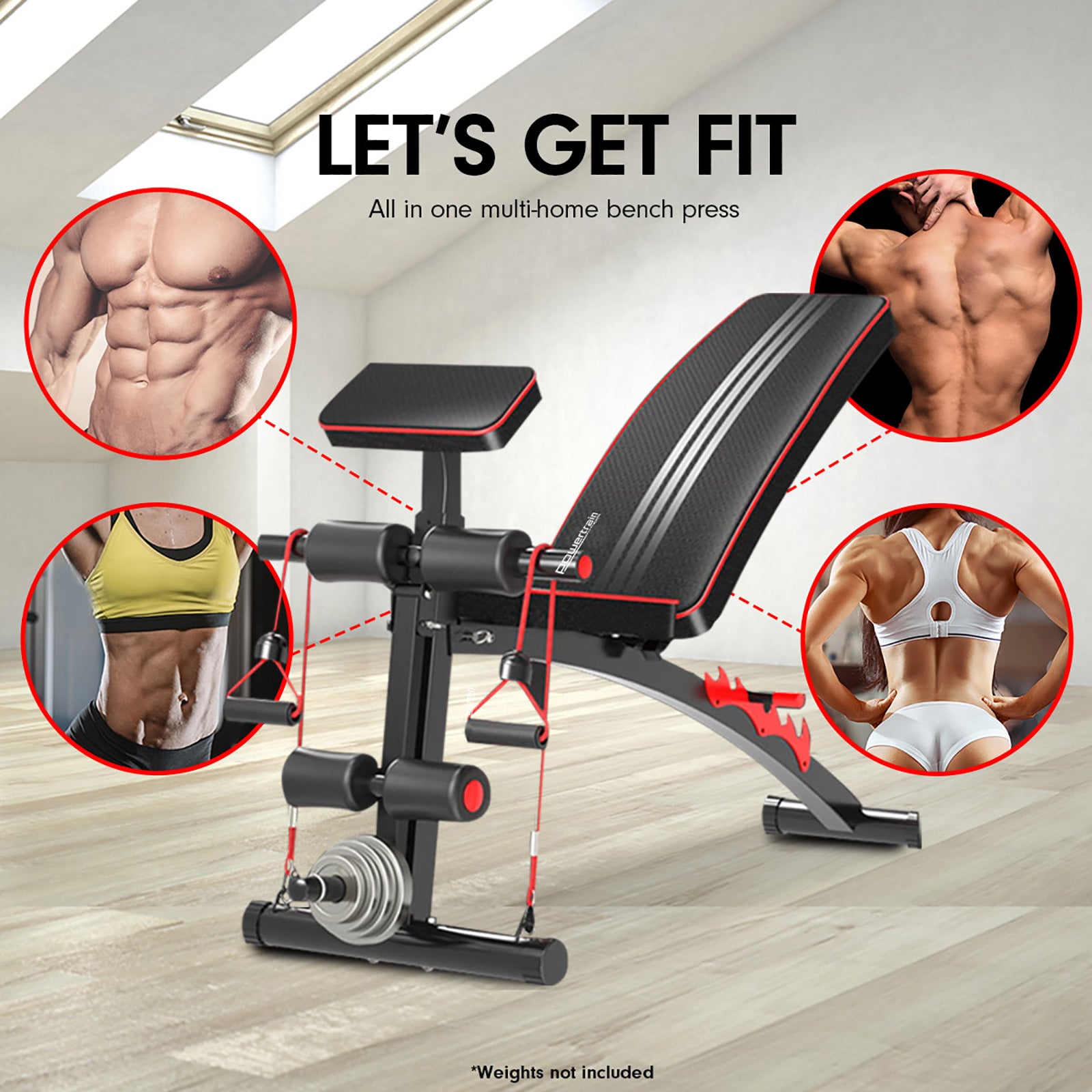 Adjustable FID Home Gym Bench with Preacher Curl Pad