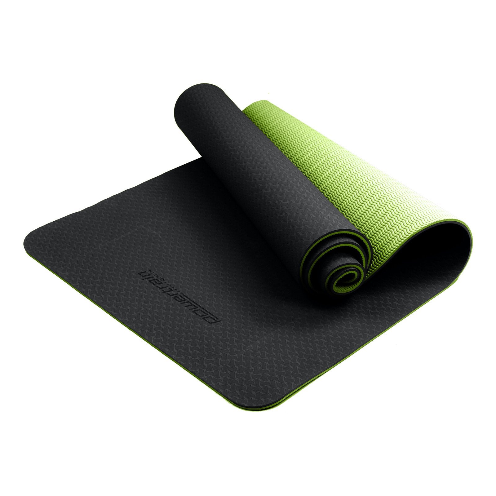 Eco-Friendly Dual Layer 8mm Yoga Mat | Black Green | Non-Slip Surface and Carry Strap for Ultimate Comfort and Portability
