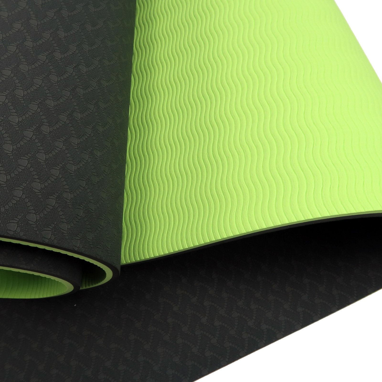 Eco-Friendly Dual Layer 8mm Yoga Mat | Black Green | Non-Slip Surface and Carry Strap for Ultimate Comfort and Portability