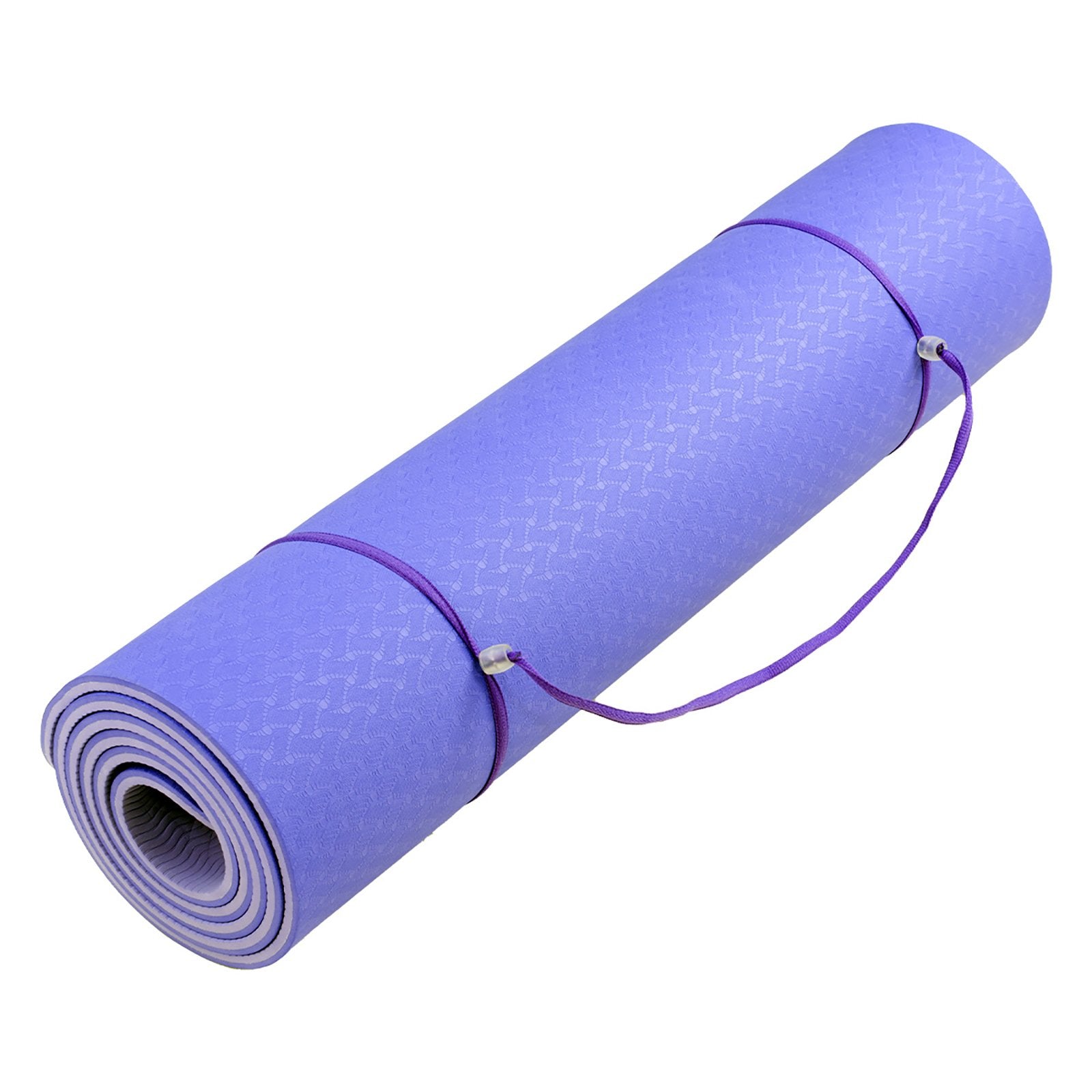 Eco-friendly Dual Layer 8mm Yoga Mat | Light Purple | Non-slip Surface And Carry Strap For Ultimate Comfort And Portability