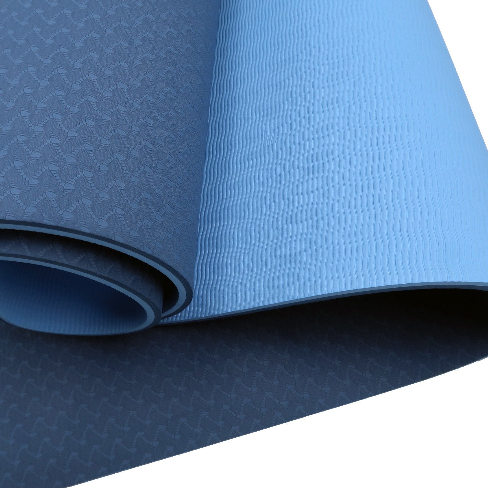 Eco-friendly Dual Layer 8mm Yoga Mat | Dark Blue | Non-slip Surface And Carry Strap For Ultimate Comfort And Portability